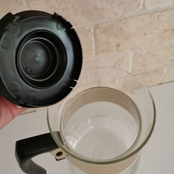 Vintage Corning MCM Coffee Carafe 6-Cup, Black Gold Scroll Pattern Kitchen Decor - Picture 6 of 10